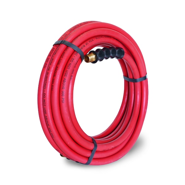 35-Foot Long Rubber 3/8" ID Air Hose with 3/8" NPT Brass Fittings